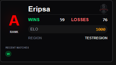 Stream overlay showing your rank and stats